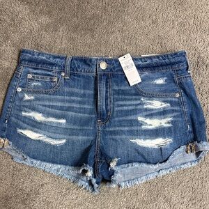 American Eagle Outfitters Blue Distressed Jean Shorts